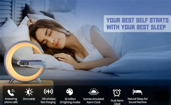 LED Lamp Wireless Charger Stand Alarm Clock Bluetooth Speaker - Image 11