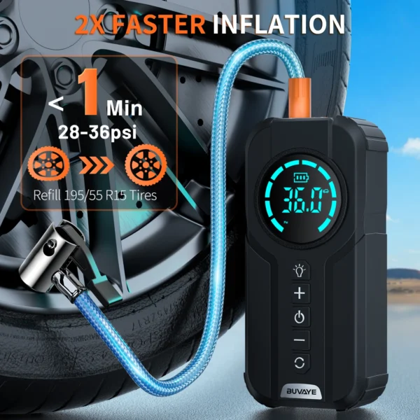 4 in 1 Emergency Portable Air Compressor + Power Bank Car Battery Starter - Image 3
