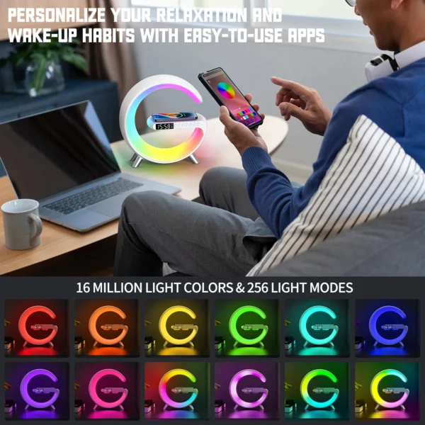 LED Lamp Wireless Charger Stand Alarm Clock Bluetooth Speaker - Image 6