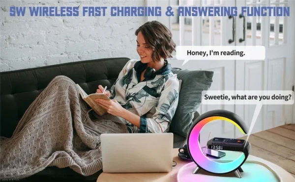 LED Lamp Wireless Charger Stand Alarm Clock Bluetooth Speaker - Image 20