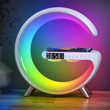 LED Lamp Wireless Charger Stand Alarm Clock Bluetooth Speaker