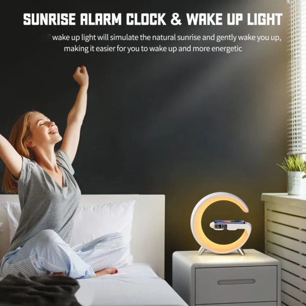 LED Lamp Wireless Charger Stand Alarm Clock Bluetooth Speaker - Image 5