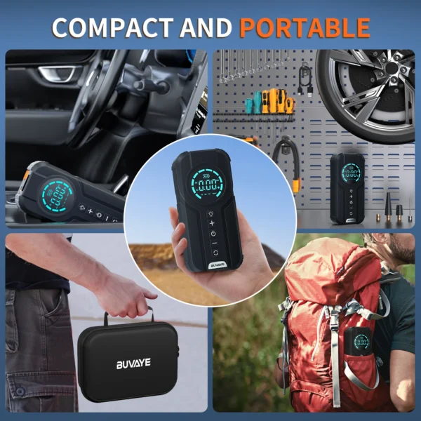 4 in 1 Emergency Portable Air Compressor + Power Bank Car Battery Starter - Image 6